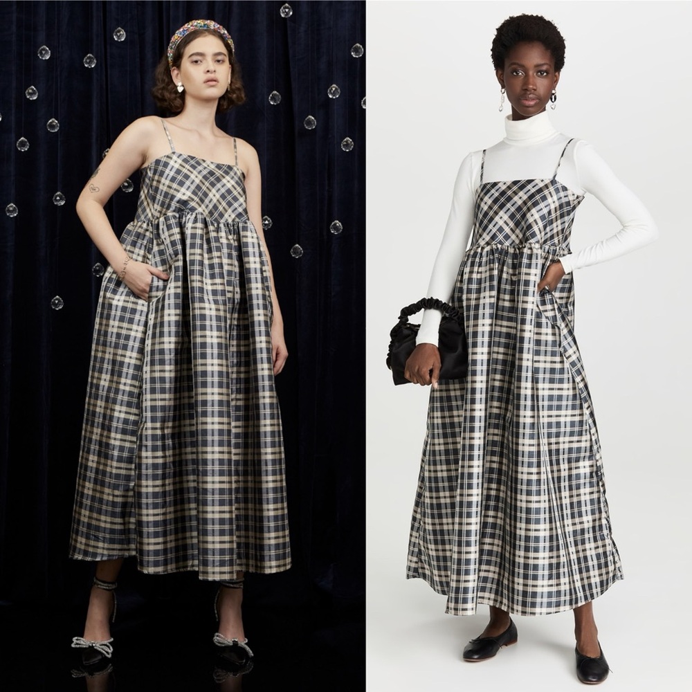 Sister Jane Plaid Midi Dress in Black and White